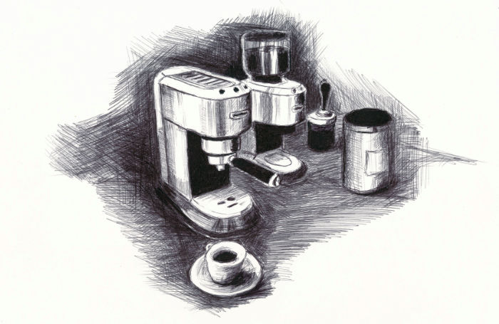 Kaffeemaschine und Kaffeemühle