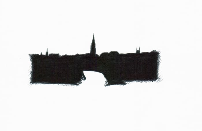 Bern Münster Aare – Kugelschreiber auf Papier - Kugelschreiber Kunst