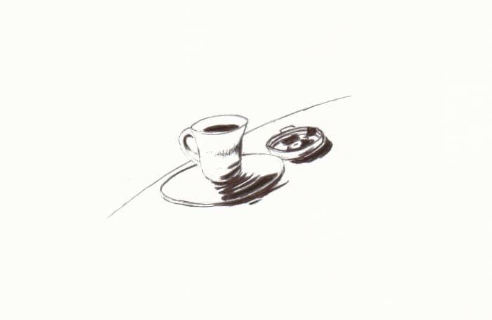 Espresso – Kugelschreiber auf Papier - Kugelschreiber Kunst
