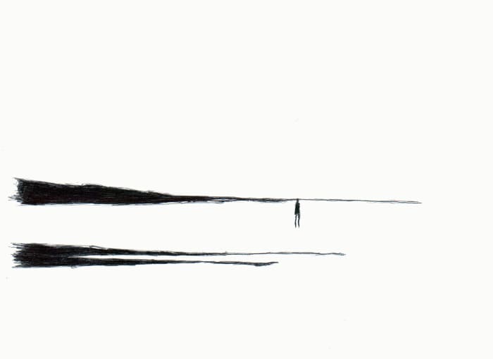 Paysage Landschaft – Kugelschreiber auf Papier - Kugelschreiber Kunst