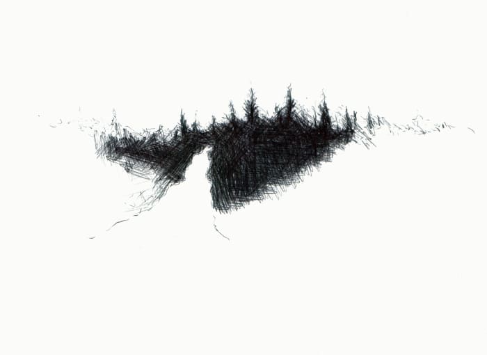 Waldweg – Kugelschreiber auf Papier - Kugelschreiber Kunst