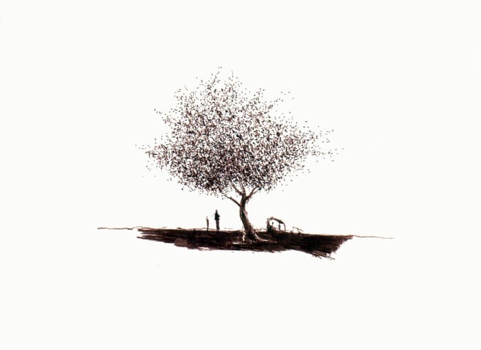 Baum – Sepia Fineliner auf Papier - Pitt Artist Pen Farber Castell