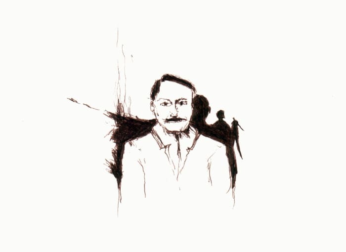 Mann – Sepia Fineliner auf Papier - Pitt Artist Pen Farber Castell