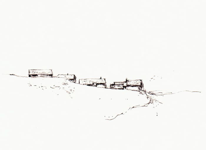 Simplon Wallis Schweiz – Sepia Fineliner auf Papier - Pitt Artist Pen Farber Castell