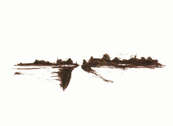 Landschaft – Sepia Fineliner auf Papier - Pitt Artist Pen Farber Castell