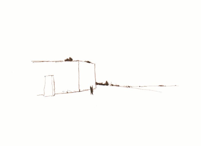 Mauer – Sepia Fineliner auf Papier - Pitt Artist Pen Farber Castell