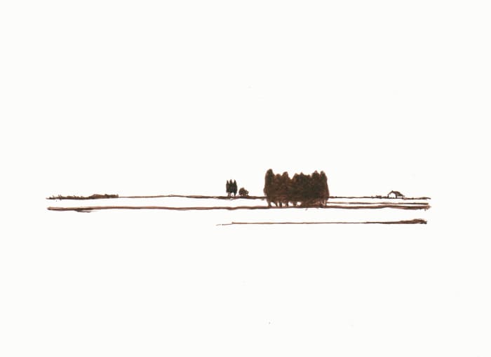 Landschaft – Sepia Fineliner auf Papier - Pitt Artist Pen Farber Castell