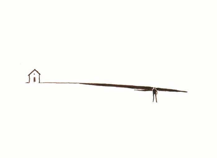Haus – Sepia Fineliner auf Papier - Pitt Artist Pen Farber Castell