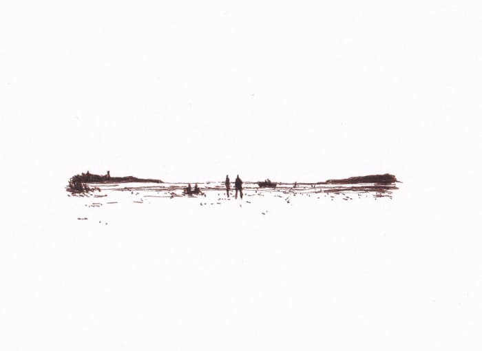Thunersee – Sepia-Tinte auf Papier