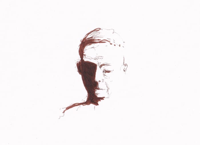 Porträt – Sepia-Tinte auf Papier