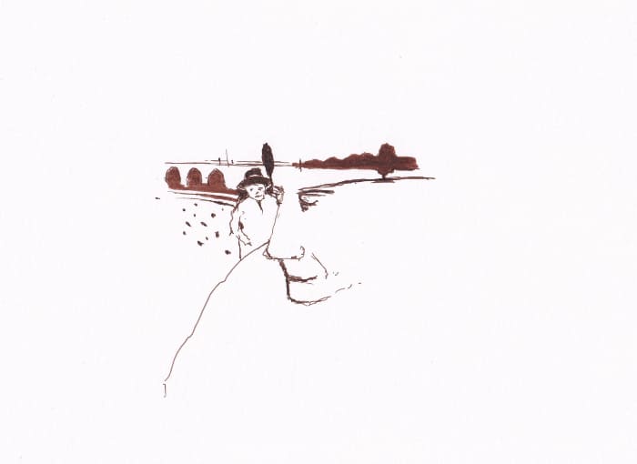 Brückenbauer Brückenbauer – Sepia-Tinte auf Papier