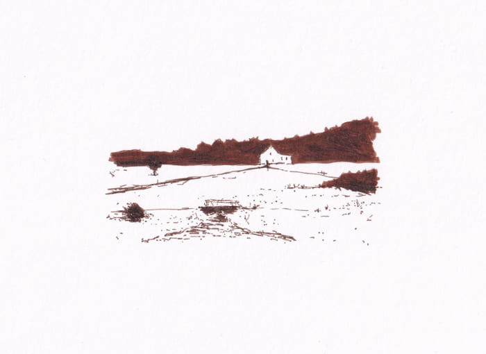Landschaft im Jura – Sepia-Tinte auf Papier