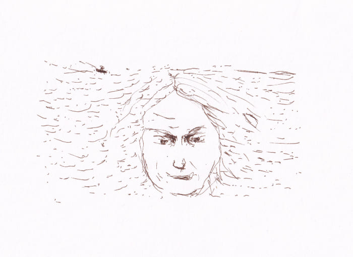 Porträt Porträt – Sepia-Tinte auf Papier