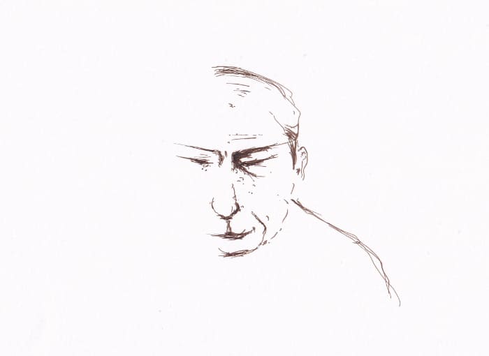 Porträt – Sepia-Tinte auf Papier