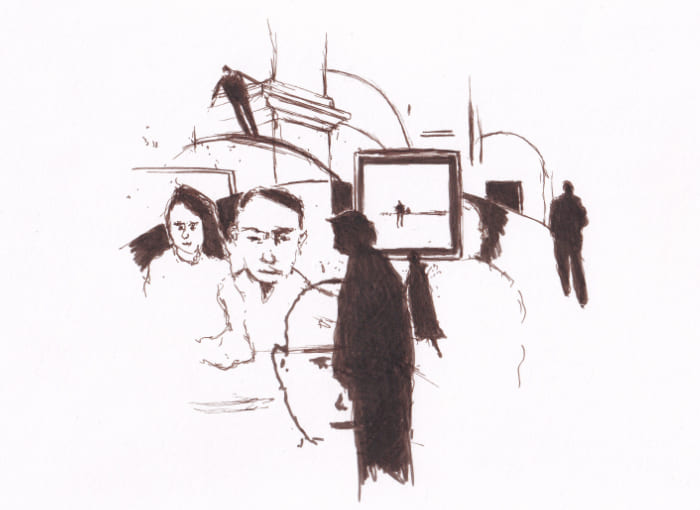 Nicht bei der Sache Nicht bei der Sache – Sepia-Tinte auf Papier