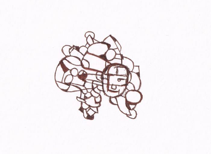 Skizze Zeichnung Sketch Skizze Zeichnung Sketch – Sepia-Tinte auf Papier