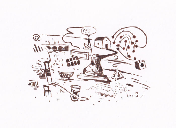 Grosse Auswahl und doch nie genung – Sepia-Tinte auf Papier