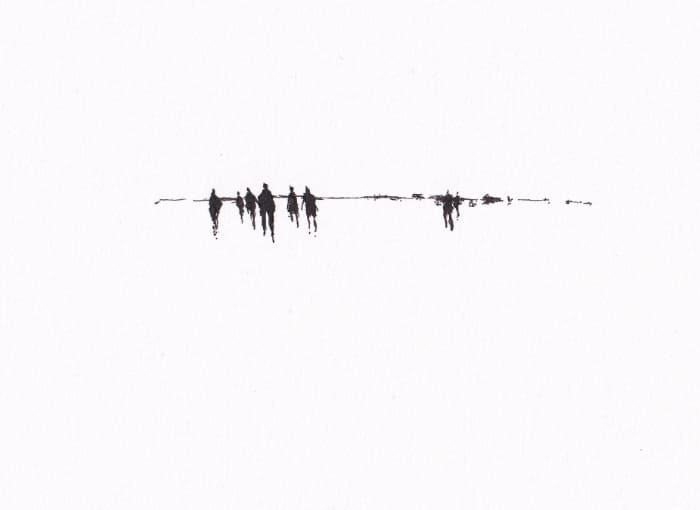 Menschen am See – Schwarze-Tinte auf Papier