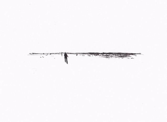 Am Meer – Schwarz-Tinte auf Papier