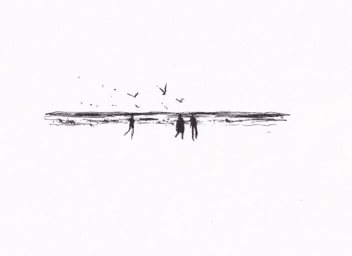 Skizze – Menschen am Meer – Schwarz-Tinte auf Papier