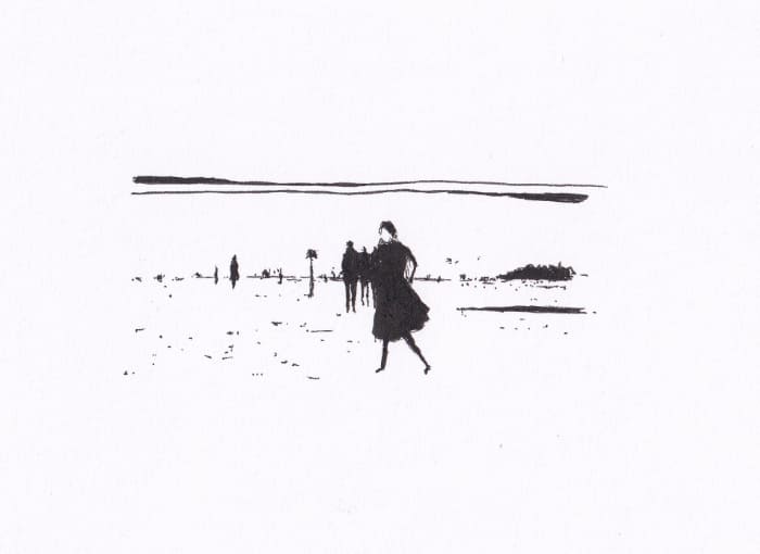Skizze – Menschen in der Landschaft – Schwarz-Tinte auf Papier
