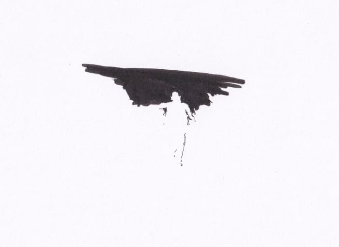 Skizze – Vielleicht ein Mensch in der Landschaft – Schwarz-Tinte auf Papier