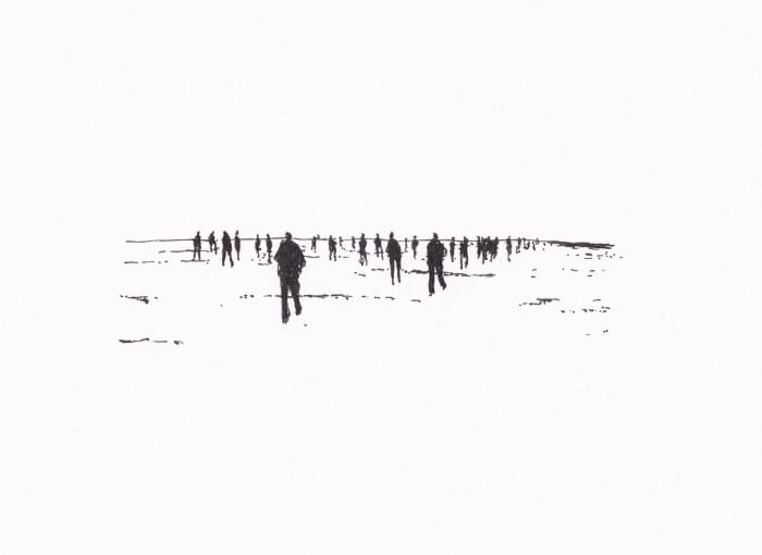 Skizze – Menschen am Strand – Schwarz-Tinte auf Papier