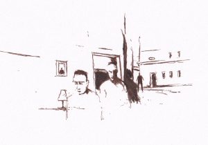 Menschen auf der Nebenstrasse