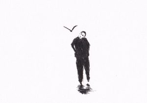 Vogel und Mann
