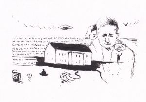 Ein Haus, eine unbekannte Flugobjekt und zwei Personen