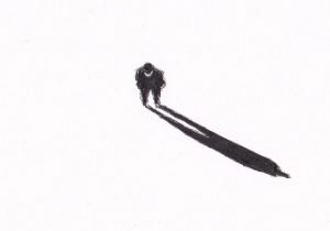 Person mit langem Schatten